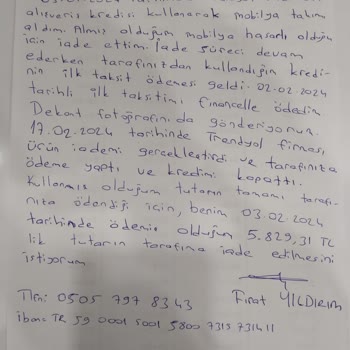 Financell (Turkcell Finansman) Financell Paramı Ödemiyor.