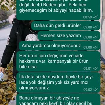 Fatma Kılıç Butik Hayal Kırıklığı Para İadesi Ve Ürün İptali İstiyorum