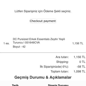 Dcshoeturkiye.com Yanıltıcı Ödeme Bilgisiyle Karşılaştım