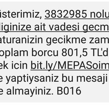 MEPAŞ Bana Ait Olmayan Bir Abonelik İle İlgili Mesaj Alıyorum