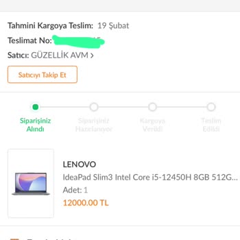 Trendyol'dan Laptop Aldım