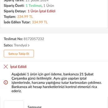 Trendyol Kampanyalı Ürünümü İptal Etti