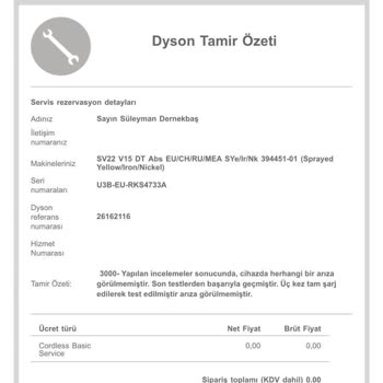 Dyson V15 LCD Ekran Arızası