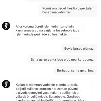 Gardrops Sahte Ve Çürük Çanta İadesinden Komisyon Kesiyor.