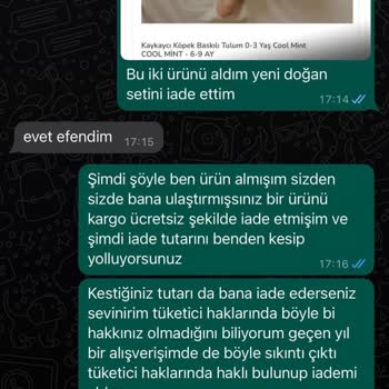 Cigit Kids İade Ettiğim Üründen Kargo Ücreti Kesilip Gönderildi