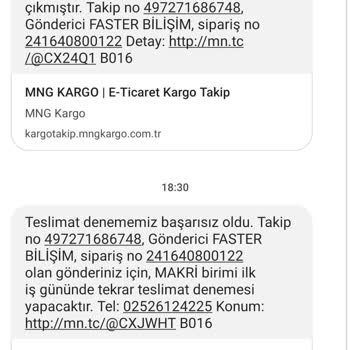 MNG Kargo Telefonu Açmama Ve Evde Olmama Rağmen Ürün Teslimi Yapmadı