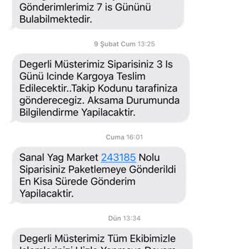 Sanal Yağ Market Sipariş Gecikmesi Ve Mağduriyet