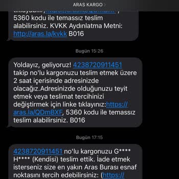 Aras Kargo Teslim Edilmeyen Kargoya Teslim Edildi Mesajı Yolluyor!
