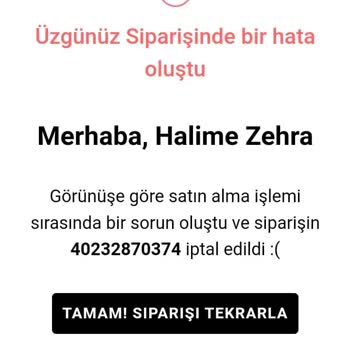 Bershka Ürün Gelmedi, Sipariş İptal Edildi