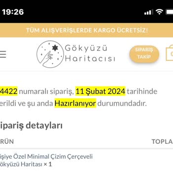 Gökyüzü Haritacısı Siparişimi Tam 10 Gündür Hazırlayamadı.