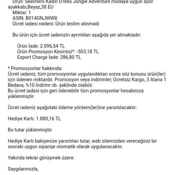 Amazon Germany İadesini Hediye Çeki Olarak Vermesi