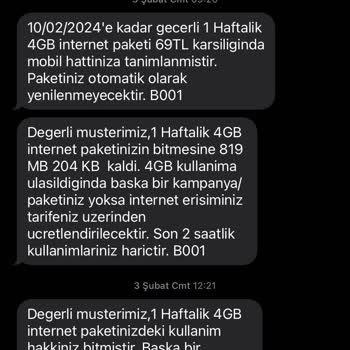 Türk Telekom 4 GB İnternetimi Yedi