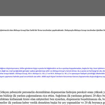 Starbucks SAW Şube Yüksek Asidik Dezenfektan Vakası Ve İlgilenmeyiş