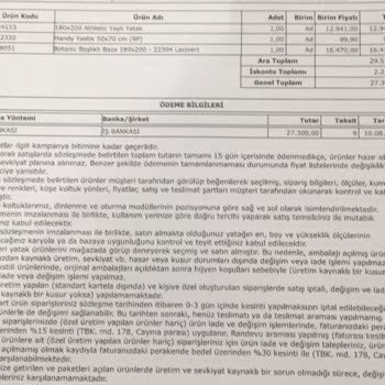 Ankara Taurus Yataş Mağazası Farklı Renkte Ürün Göndermesi