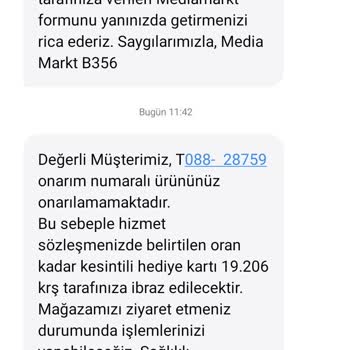 Media Markt Cihazımın Değişmesini İstiyorum