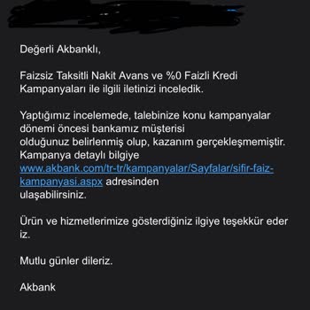 Akbank Faizsiz Taksitli Nakit Avans