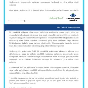 Anadolu Hayat Emeklilik Giriş Aidat Kesintisi Ahe