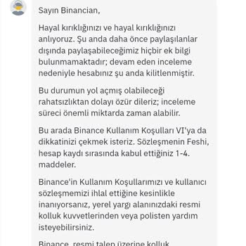 Binance Hesabımı Sebepsiz Yere İnceleme Bahanesiyle Bloke Etti