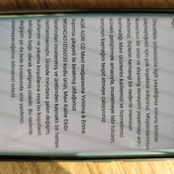 Mavi Markalı Ürünümde Hata