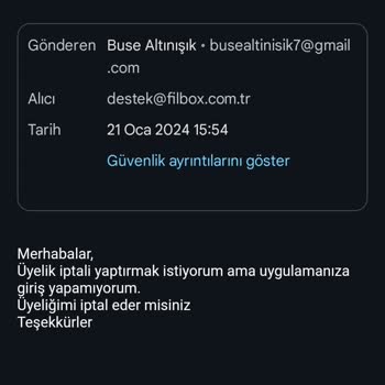 Filbox Üyelik İptali Yapmıyor