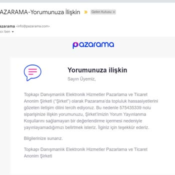 Pazarama Ürünün Sahte Olduğunun Yorum Kısmında Belirtilmesine İzin Verilmemesi