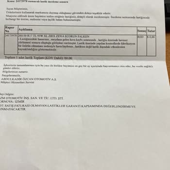 Falken Lastik Yeni Lastikte Şaşırtan Arıza Ve Garanti Reddi