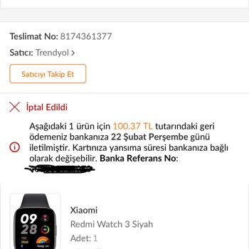 Trendyol Ödemesini Yapmış Olduğum Ürünü İptal Etti