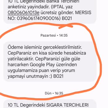 Anket Cepte Kazandığım Paraları Vermiyor.
