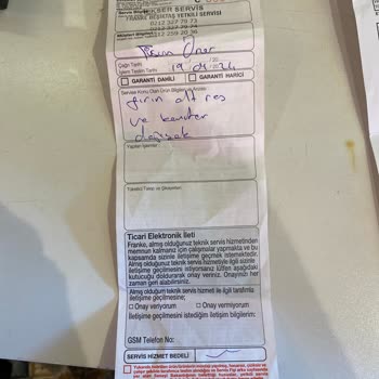 Franke Fırın Arıza, Bulunamayan Parça