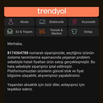Trendyol Siparişimi İptal Etti