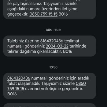 Trendyol Express Hatalı Talep Mesajı