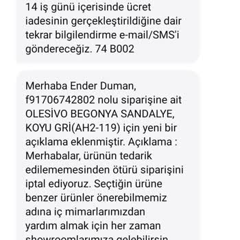 Vivense Online Mobilya Satış Sitesinde Sipariş İptali Ve İade Süreci Sorunları