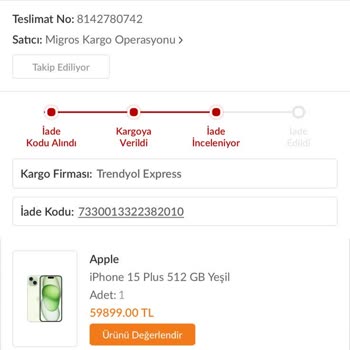 Migros Hatalı Gönderilen Ürünün Değişimini Yapmıyor