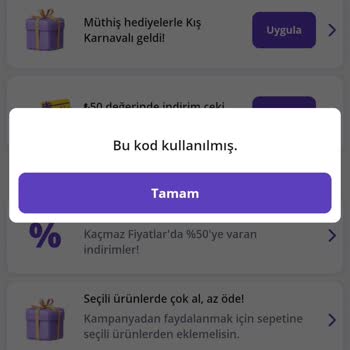 Getir İndirim Kuponunu İndirime Yansıtmadı.