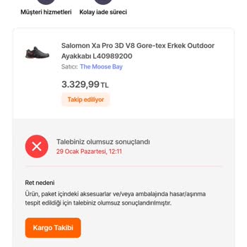 The Moose Bay/Hepsiburada'dan Aldığım Salomon Marka Ayakkabı Kalitesizliği