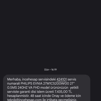 PHILIPS Monitör Philips 5200 TL'ye Alınan Ürüne 7500 TL Tamir Ücreti?