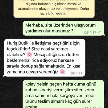 Huriş Butik Ürün Hala Kargoya Verilmedi Ve İletişim Sağlanmıyor