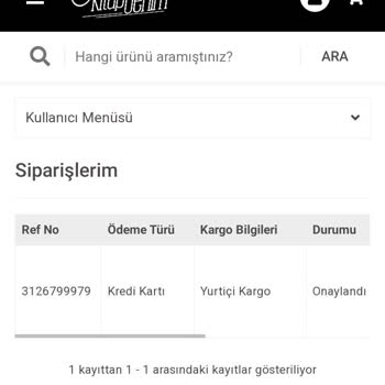 O Kitap Benim Den Kargolanmayan Sipariş