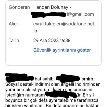 Vodafone Sunmuş Olduğu Sosyal Haklardan Yararlandırmıyor.