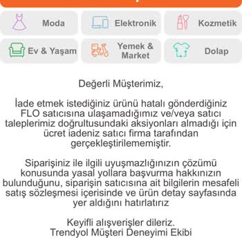 FLO Ayakkabı FLO Kendisine Yanlış Teslim Edilen Ürünü İade Etmiyor