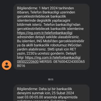 ING SMS Gönderilerini İptal Etmiyor