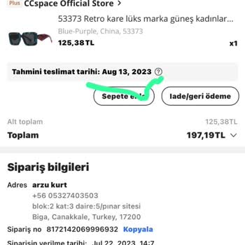 Aliexpress'ten Alınan, Teslim Edilmeyen Gözlük