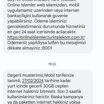 Türk Telekom Tarife İnternet Aşımı