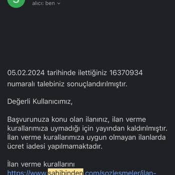Sahibinden.com İlan Yayından Kaldırma Şikayet