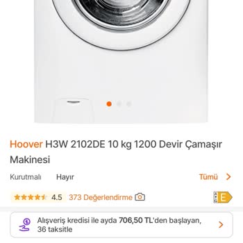 Hoover Çamaşır Makinesi Şikayet