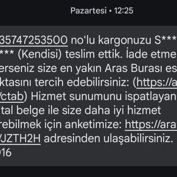 Aras Kargo Ürün Elime Gelmedi