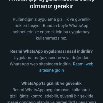 WhatsApp Resmi WhatsApp Uygulaması Kullanın Uyarısı Alıyorum!