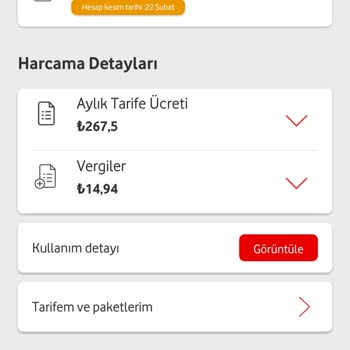 Vodafone Fatura Tarife Ücretimle Ödenen Farklı