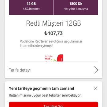 Vodafone Fatura Tarife Ücretimle Ödenen Farklı
