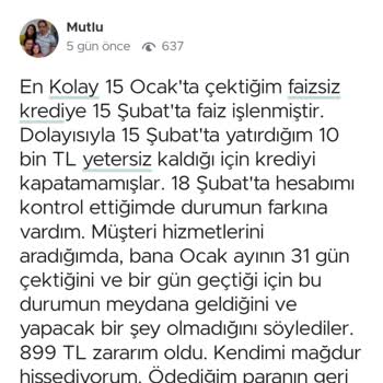 Aktif Bank (n Kolay) Bankası Haksız Faiz Almıştır